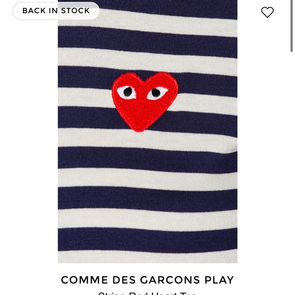 COMME DES GARCONS PLAY Stripe Red Heart Tee - Picture 3 of 7
